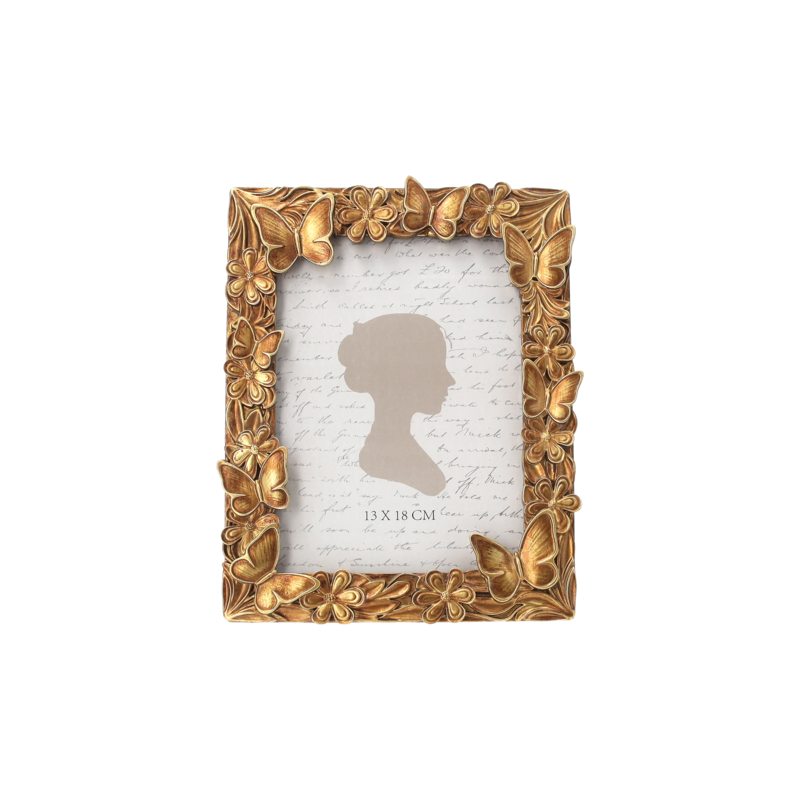 Gold resin butterfly photo frame 17x24 cm