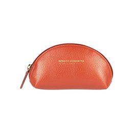 RB1089AM | Crescent-Moon clutch gemaakt in Italië van echt dollar generfd leer. Paprika kleur