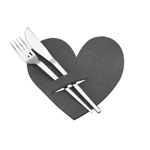 Cutlery bags heart, dark gray H.18 cm