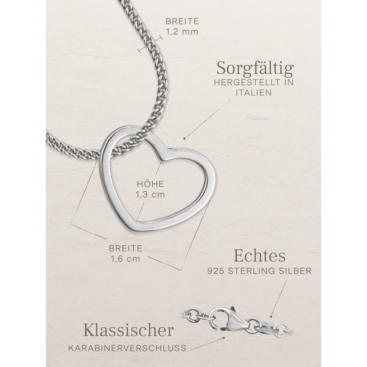 Ciondolo catena CUORE in argento rodiato