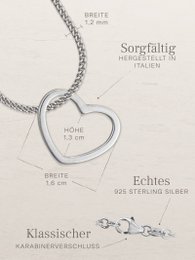 Ciondolo catena CUORE in argento rodiato