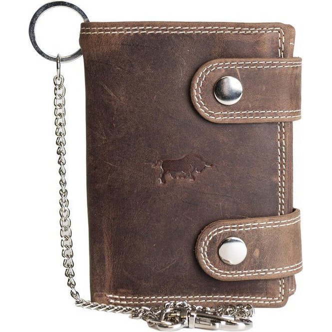 Billetera con cadena de cuero de color marrón claro