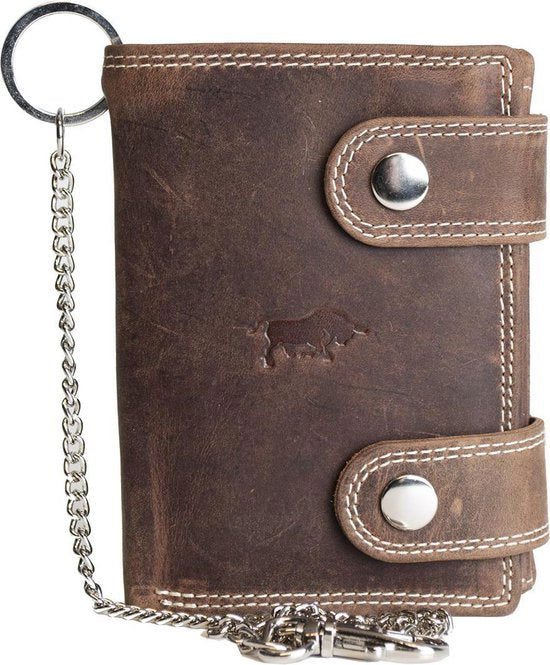 Billetera con cadena de cuero de color marrón claro