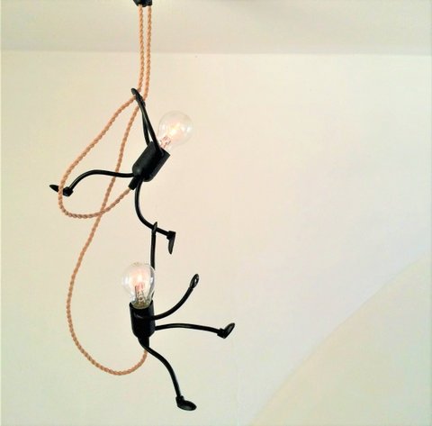 Mr. Bright Fun for Two; * Hanglamp * Dutch Design * Lengte 75 cm * Jute snoer, lijkt op echt touw