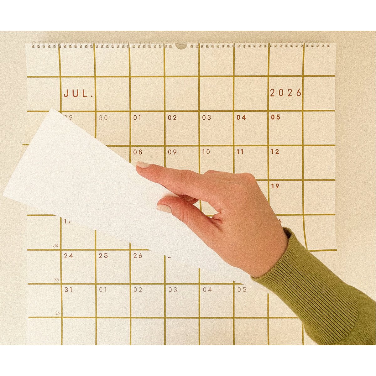 Calendario 2027, calendario a cuadros, calendario verde, calendario de pared 2027