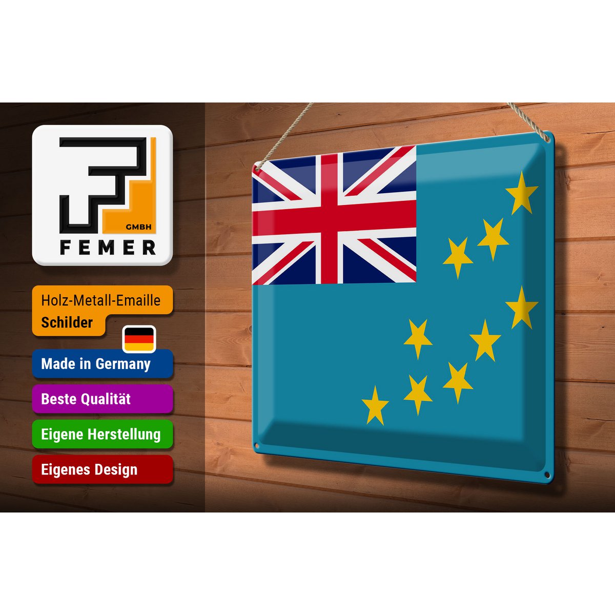 Blechschild Flagge Tuvalu 40x30cm Flag of Tuvalu