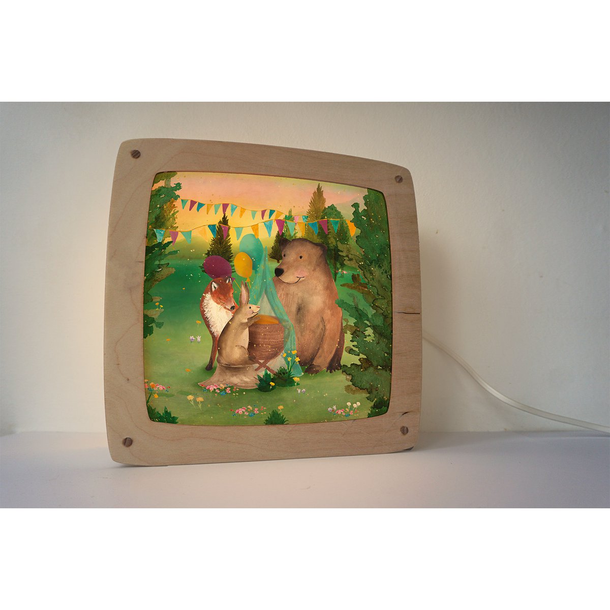 Picture forest animals and cradle