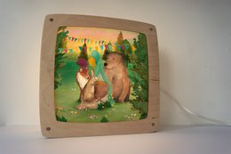 Picture forest animals and cradle