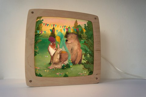Picture forest animals and cradle