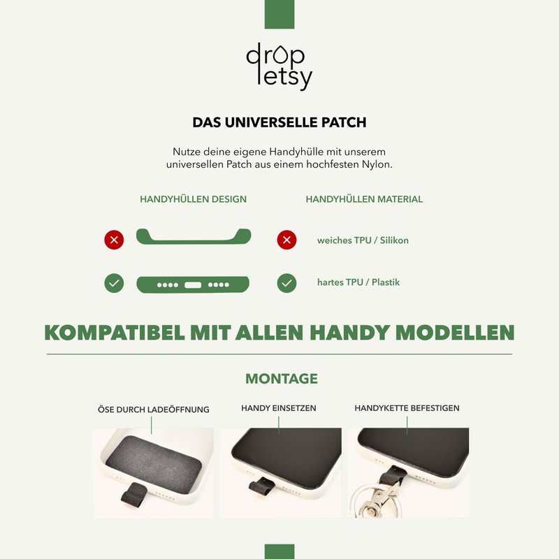 Mobiele telefoonketting universeel, houten kralen, handgemaakt - De zee-egel
