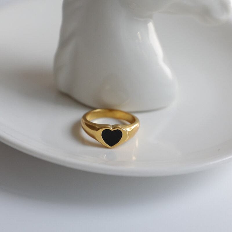Perlmutt-Muschel & Onyx-Herz-Inlay-Ring