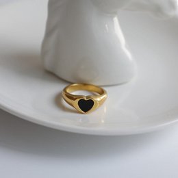 Perlmutt-Muschel & Onyx-Herz-Inlay-Ring