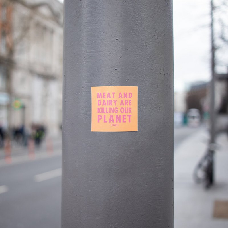 Small Vegan Indoor/Outdoor Stickers 'Meat and Dairy Are Killing Our Planet'