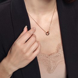 Necklace with Joined Rings & Crystals