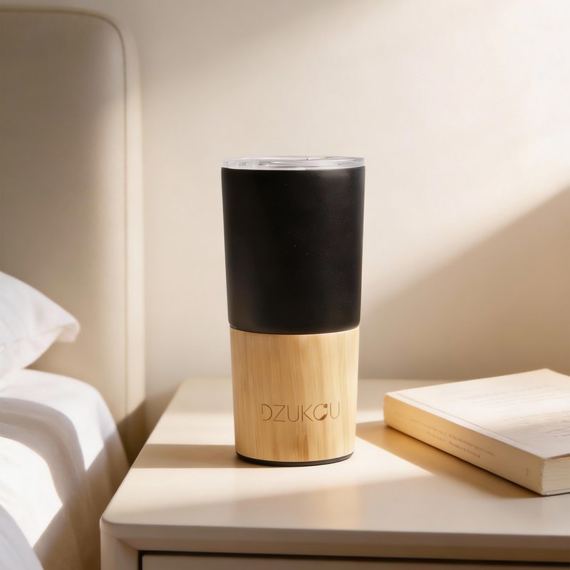 Isoleret rustfrit stål kaffekrus med bambus - 470 ml