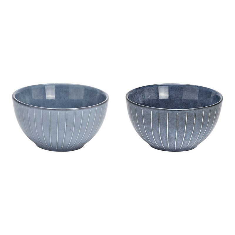 Miska kamionkowa, 2 przegródki, niebieska (szer./wys./gł.) 14x7x14cm 600ml