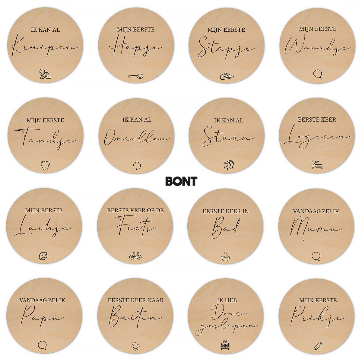 Mijlpaalcirkels | Hout – Lasergravure | Mijlpalen Extra