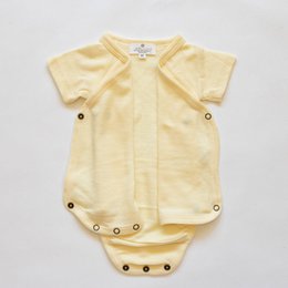 Wrap-over romper kort ærmet uld - Merinould - Naturlig