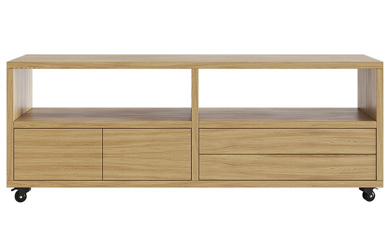 Nordic TV-Schrank mit Rädern 2 Türen 2 Schubladen Sendai