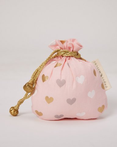 Geschenktüten aus Stoff mit doppeltem Kordelzug - Kollektion 2022 - Pink Hearts