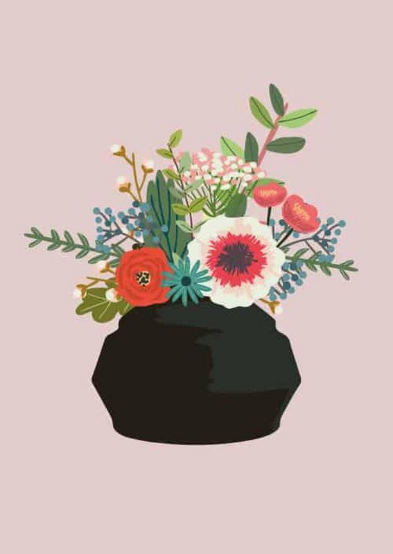 Vase med blomster sibilla