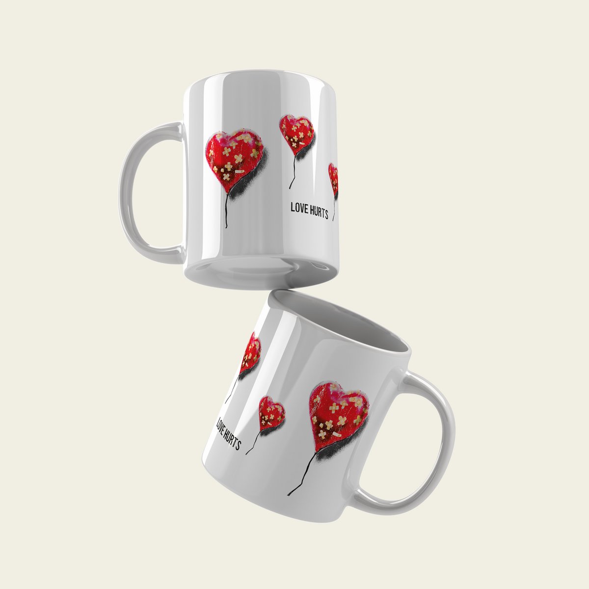 Taza Cerámica Banksy 325ml - Corazón Vendado