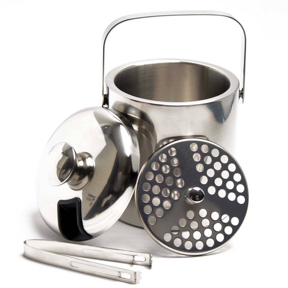 Cubitera: recipiente para hielo de acero inoxidable con tapa | Para 30 cubitos de hielo | Capacidad de 1,3 litros.
