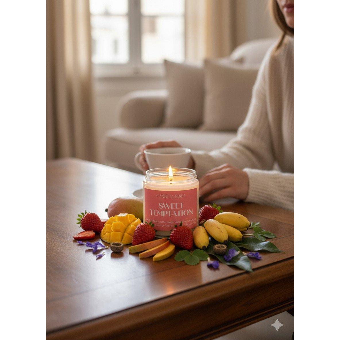 Bougie aromatique banane, fraise et mangue - Sweet Temptation