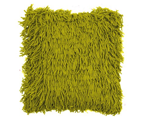 Handmade Cotton Cushion Cover with Fringes, Green, 45 x 45 cm