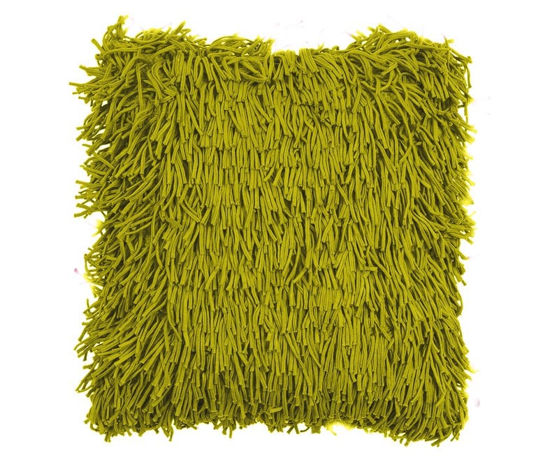 Handmade Cotton Cushion Cover with Fringes, Green, 45 x 45 cm