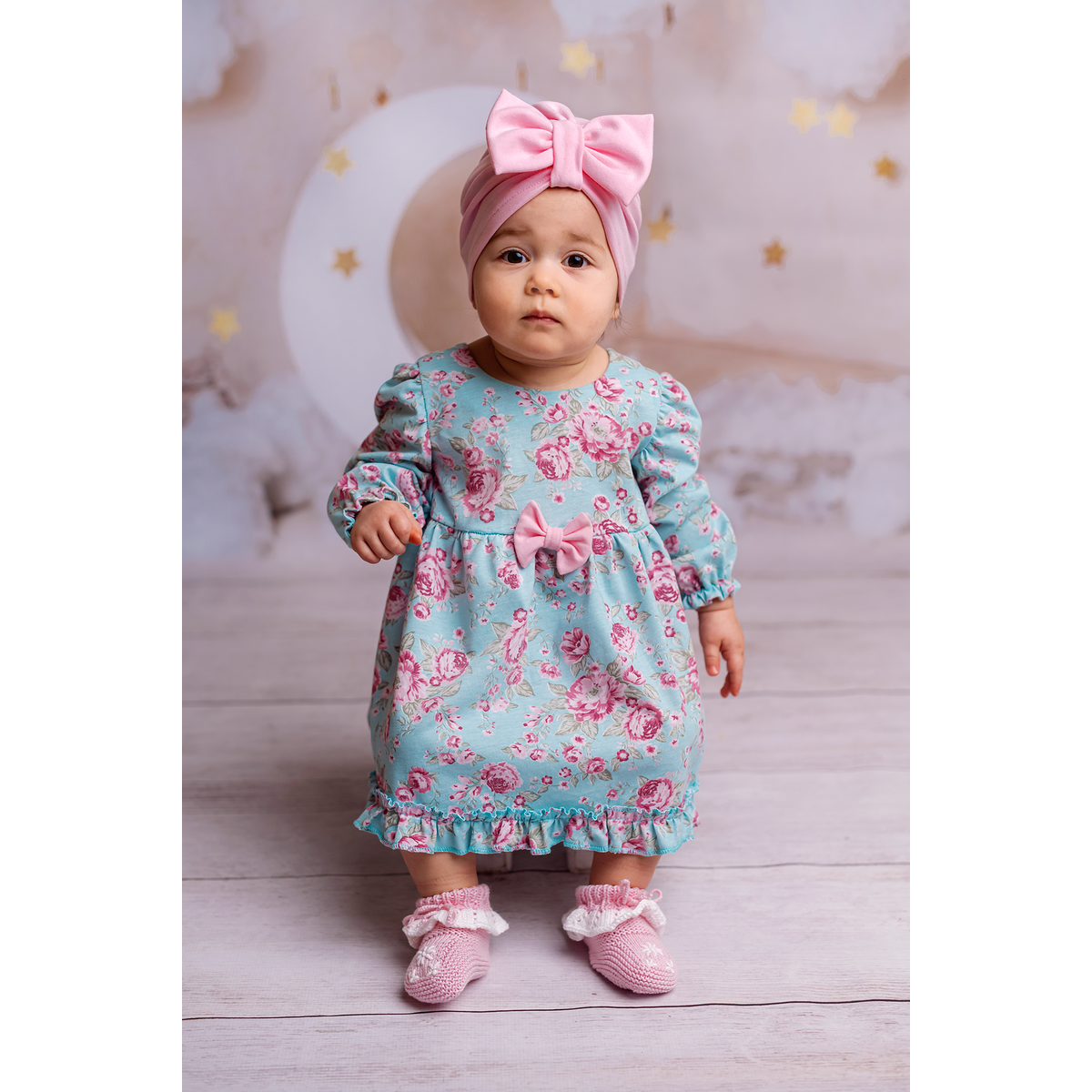 Baumwollkleid mit Turban für Mädchen