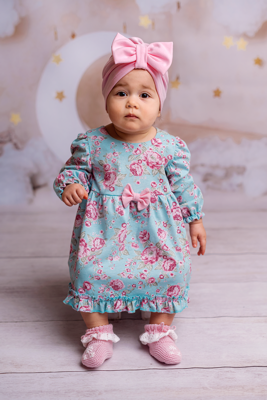 Baumwollkleid mit Turban für Mädchen