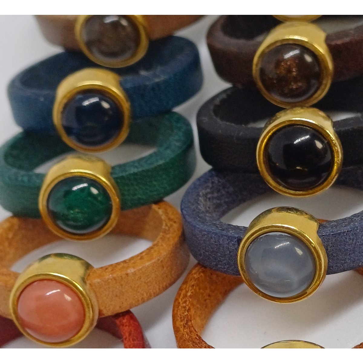 Leren ringen 5mm 24K gold met polaris
