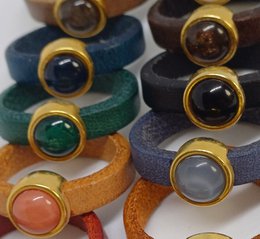 Anelli in pelle 5mm oro 24K con polaris
