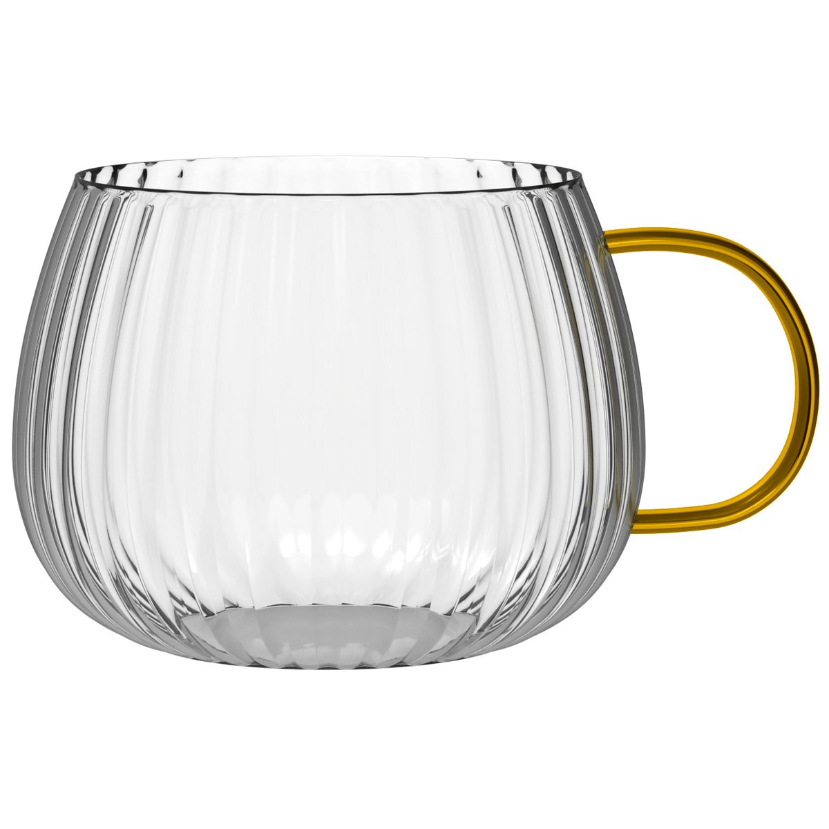 ZESTAW 2 szklanek jednościennych z żółtym uchwytem 350 ml TULIP 1227