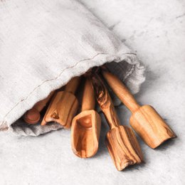 Mini cucchiai funzionali fatti a mano in legno d'ulivo - Utensili da cucina naturali