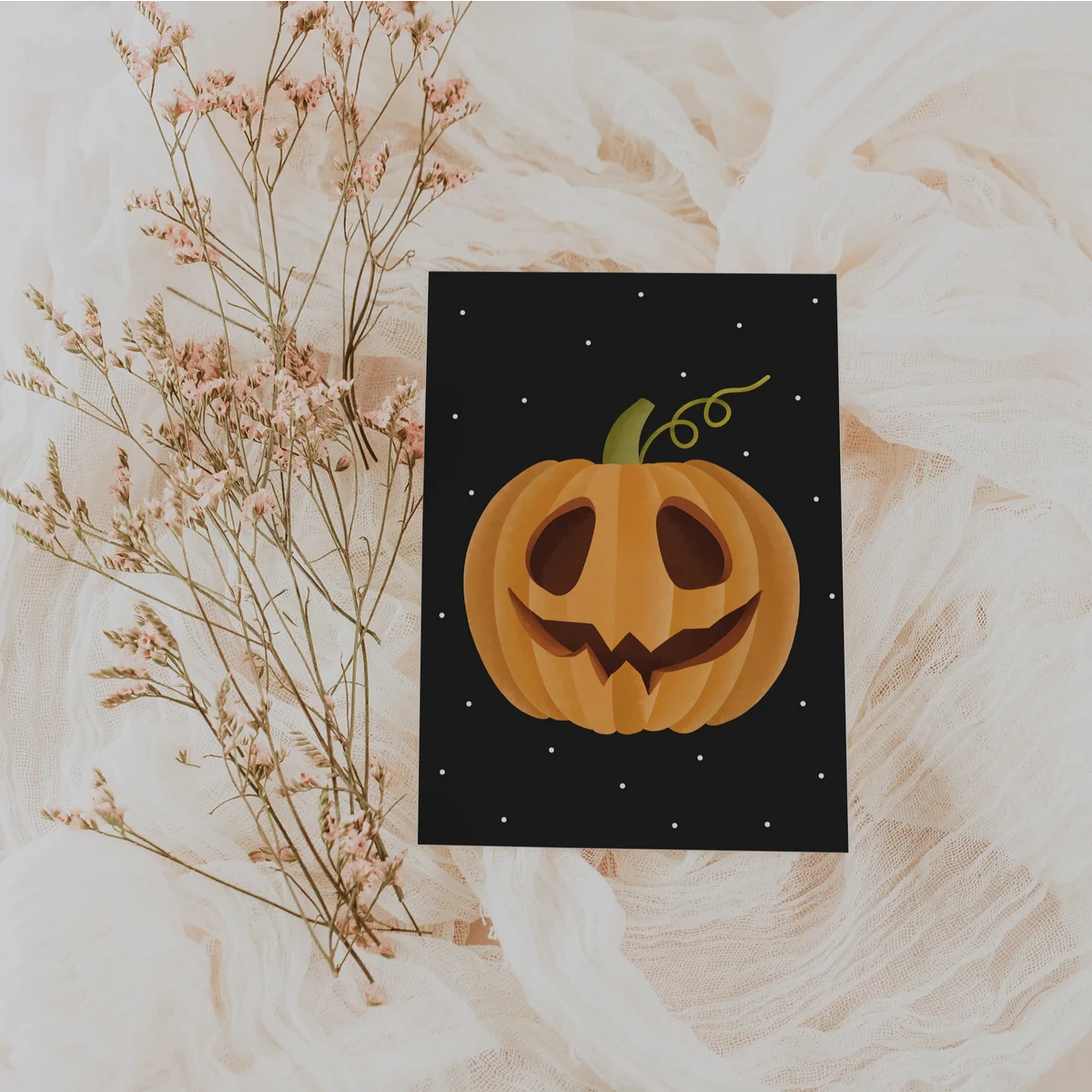 Briefkaart Pompoen Halloween - Snijdende Pompoen De Herfst van het Gezicht van de pompoen