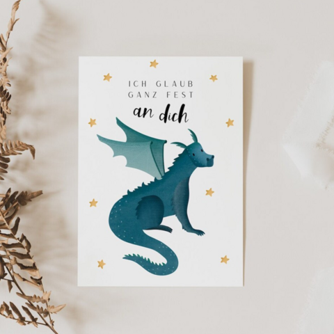 Postcard I believe in you - dragon