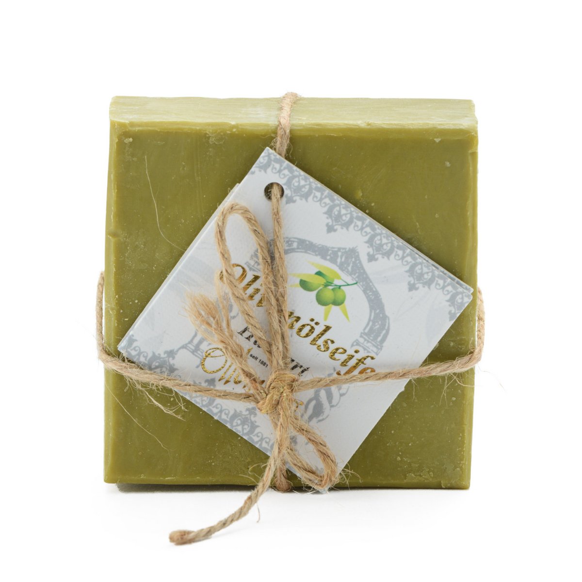 Hausart Olivenseife grün 200 g + Travertin Set