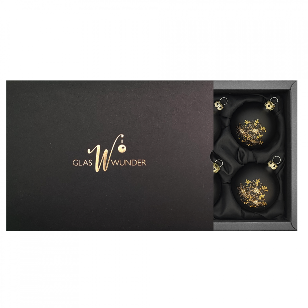 "Fleur de Noël noire" - Boules de Noël 6 cm noir mat