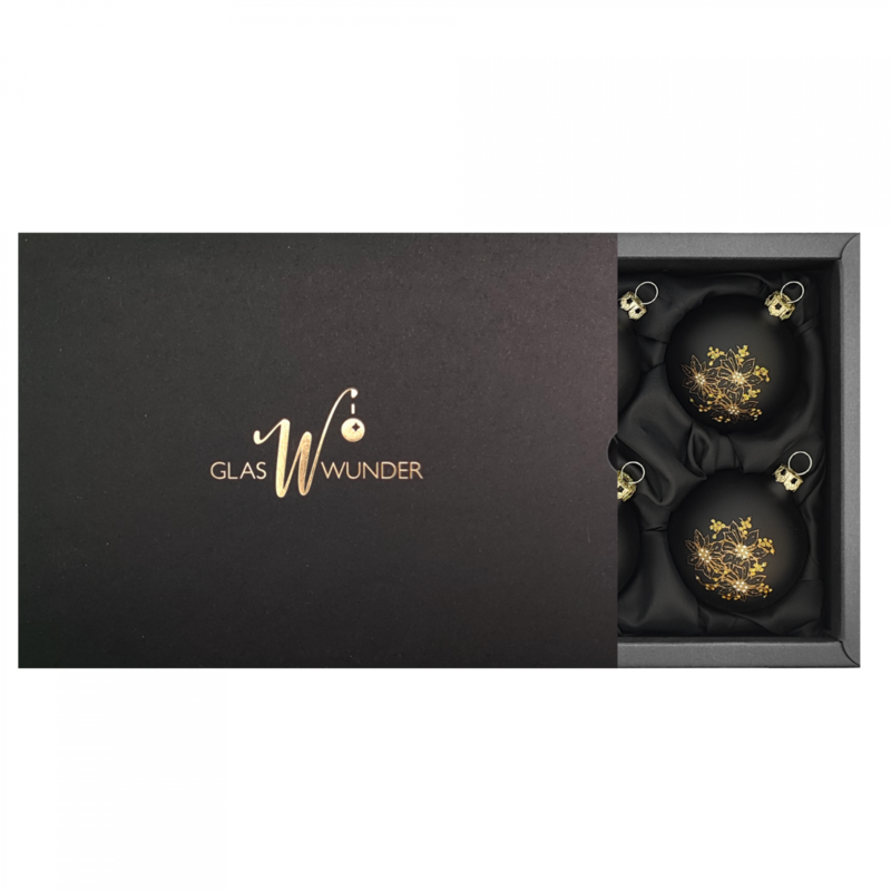 "Fleur de Noël noire" - Boules de Noël 6 cm noir mat