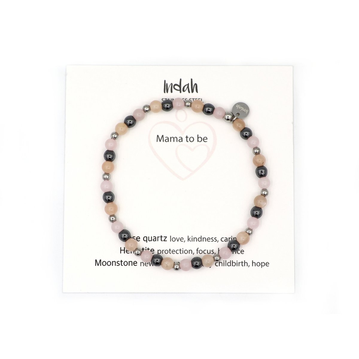 Natuursteen armband, mama to be, zilver en goud