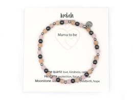 Natuursteen armband, mama to be, zilver en goud