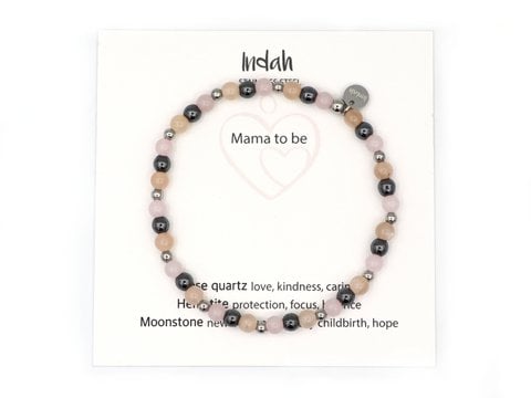 Natuursteen armband, mama to be, zilver en goud