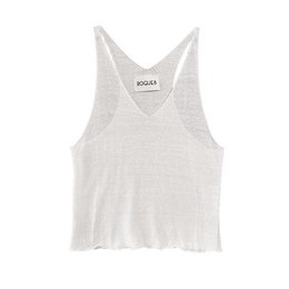 Sleeveless olive green tank top with an open back design.