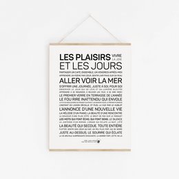 Printed poster with minimalist black and white design, featuring text in French that appears to be a literary or artistic quote or excerpt. The poster has a simple, modern aesthetic and would likely be suitable for wall art or home decor.