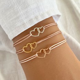 Pulsera 2 corazones plata 925