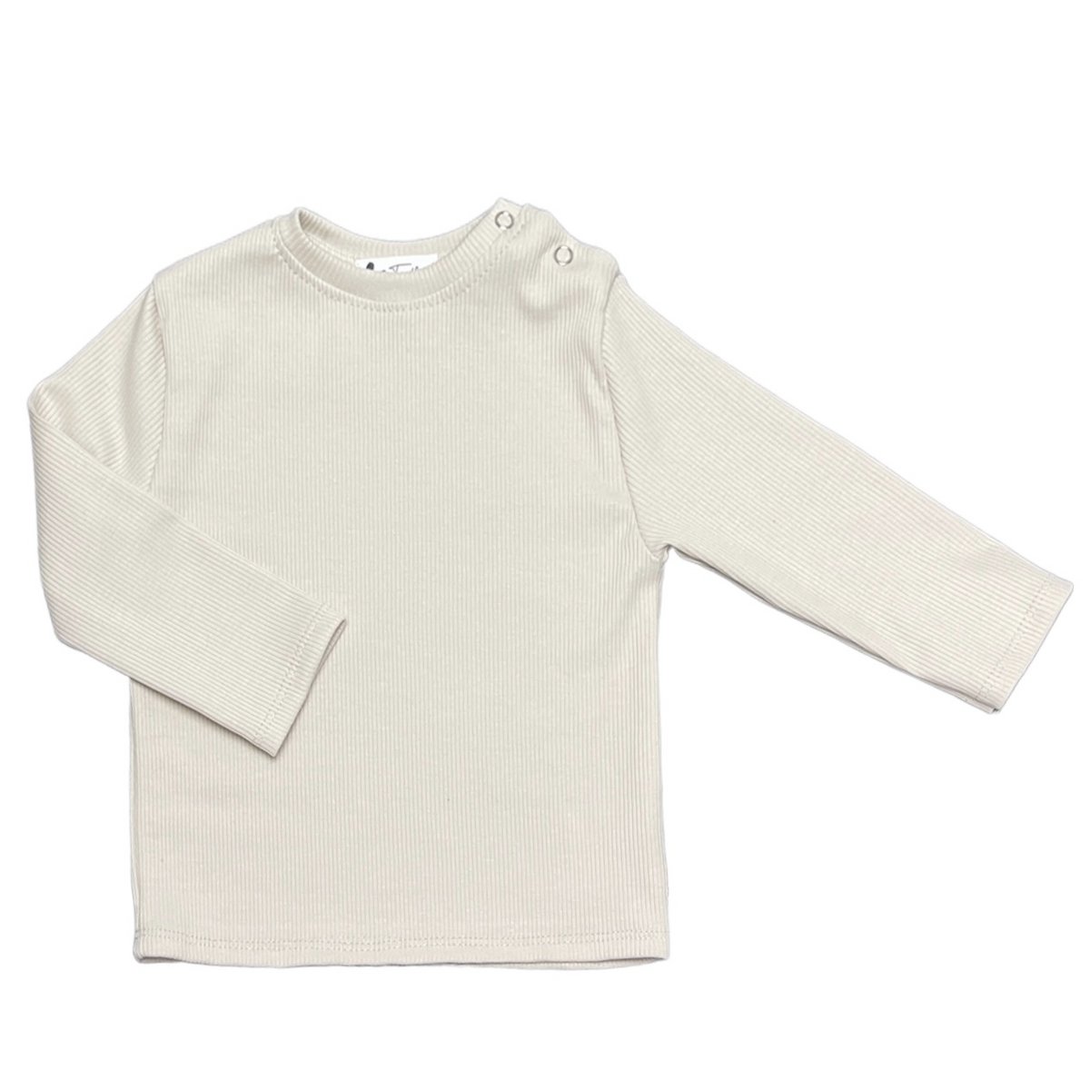 Maillot côtelé à manches longues beige naturel