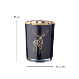 Lanterne en verre Fancy noir H 13 cm