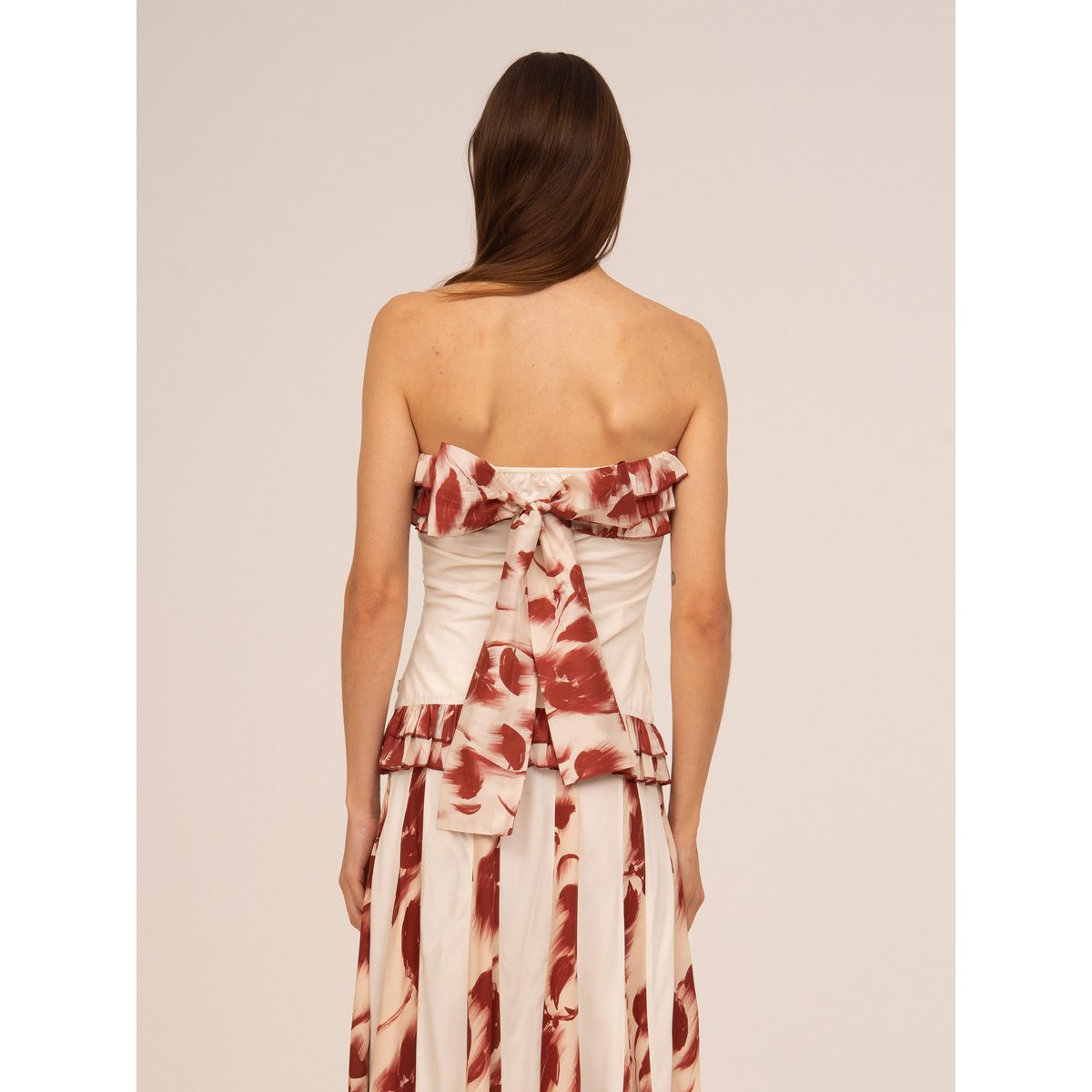 Top rosso con stampa floreale Noctis